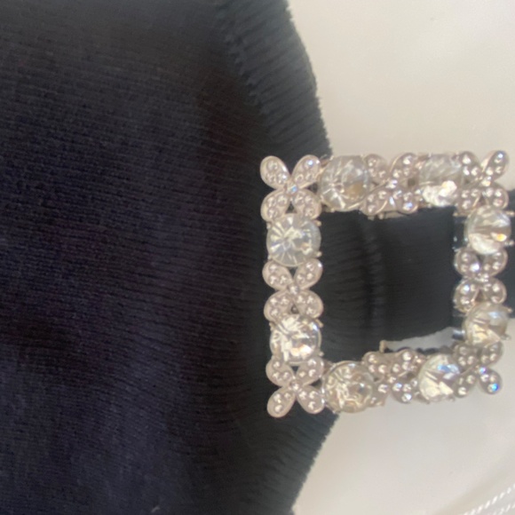 Black Knit Crop Top or Tank With Crystal Detail - Picture 6 of 7